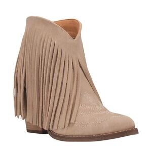 DINGO Women's Tangles Leather Western Booties Size 11 Tan Sand Fringe NWOB